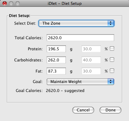 Diet Setup